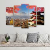 Leinwandbild 5 teilig, Japan Landschaft Berg 