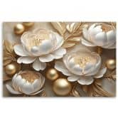 Leinwandbild 3D-Gold-Glamour-Blumen 