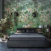 Fototapete mit abstraktem Blumenmotiven, Orange Floral 3.40 x 2.12 m 