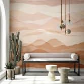 Wall Mural with motif Delicate watercolor landscape in beige and rosé 2.7 x 2.65 m 