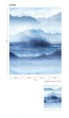 Fototapete mit nebeligem Tal am See Blau, Grau ,Illustration 2,70 x 2,12 m 