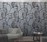 Wallpaper Photo wallpaper with abstract leaf pattern Grey, Black, Flower 2.70 x 1.59 m 