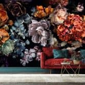 Fototapete Wandtapete mit Motiv Dark Floral Stillleben mit Orchideen 3,4 x 2,65 m 