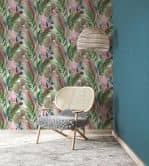 Vliestapete in Blattmotiv mit versteckten Tieren grün, braun Floral 