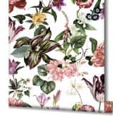 Vliestapete mit Blumenmotiv und Blättern weiß, rosa Floral 
