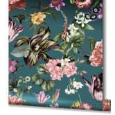 Vliestapete mit Blumenmotiv und Blättern grau, blau Floral 