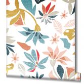 Vliestapete in abstraktem Blumenmotiv weiß, blau Floral 