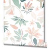 tapet, non-woven blomstertapet Flora hvid, grøn 