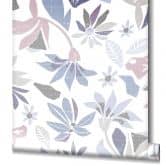 Behang, vlies bloemen behang Flora wit, paars 