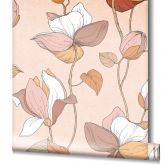 Vliestapete mit Comic-Blumen Look beige, braun Floral 