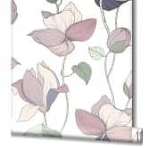 Vliestapete mit Comic-Blumen Look weiß, beige Floral 