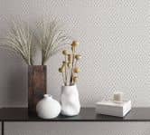 Grafisch behang, vliesbehang Flora wit, grijs 