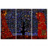 Leinwandbild 3 teilig, Blauer Baum des Lebens Abstraktion 