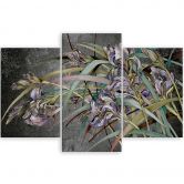 Leinwandbild 3 teilig, Iris Blumen im Wind 