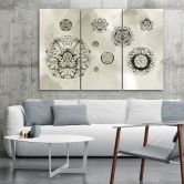 Leinwandbild 3 teilig, Florale geometrische Formen 