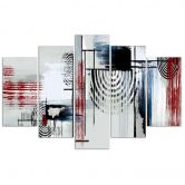 Leinwandbild 5 teilig, Abstrakt Rot Grau 