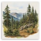 Leinwandbild Landschaft Berge Wald 