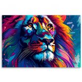 Leinwandbild, Bunte Neon Löwe Abstraktion 