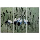 Leinwandbild 3-teilig, Kraniche Vögel Wasser Natur 