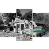 Leinwandbild 3-teilig, Altes Retro Auto 