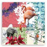 Leinwandbild, Flamingo collage 