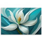 Leinwandbild, Lilie türkis Blume gemalt 