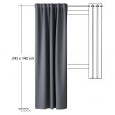 Homing Samtvorhang mit verdeckten Schlaufen Velia grau -  2,45 x 1,4 m 