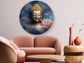 Rundes Leinwandbild Buddha und Zen-Blumen 