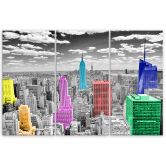 Leinwandbild 3-teilig, New York City Bunt Panorama 
