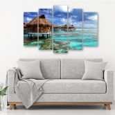 Leinwandbild 5 teilig, Tropischer Meer Strand Haus 