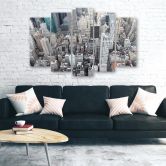 Leinwandbild 5 teilig, New York Stadt Wolkenkratzer 
