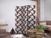 Paravent, Raumteiler freistehend, Trennwand - Peonies - Pink Floral Graphite 