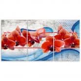 Leinwandbild 3-teilig, Orchidee Blumen Rot 