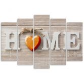 5 stykke lærredstryk Home Heart Wood Shabby 