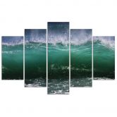 Leinwandbild 5 teilig, Meereswelle Türkis 