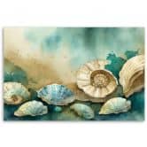 Leinwandbild, Muscheln türkis acryl 