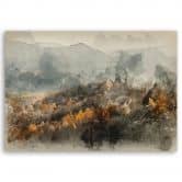 Leinwandbild, Herbstwald im Nebel 
