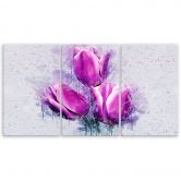 3-delige canvas print, Tulpen Bloemen Roze 