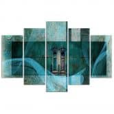 Leinwandbild 5 teilig, Fenster Architektur Blau 