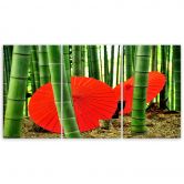 Tableau sur Toile en 3 parties Parapluies en bambou du Japon 