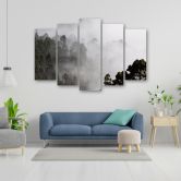 Leinwandbild 5 teilig, Wald im Nebel 