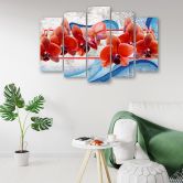 Leinwandbild 5 teilig, Rote Orchidee Blumen 