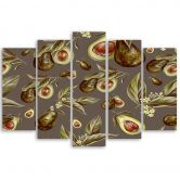 Leinwandbild 5 teilig, Avocado -Hälften 