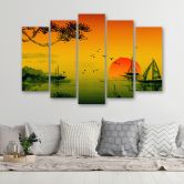 Leinwandbild 5 teilig, Landschaft Japan 