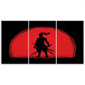 3-delige canvasprint, Samurai Japan Sun 