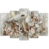 5 stykke lærredstryk, Saint Lotus-blomster 