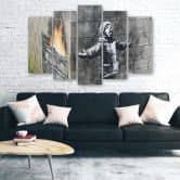 5-delige canvasprint, Banksy Smog Boy Street 