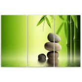 Leinwandbild 3-teilig, GREEN Stones Bamboo Zen 