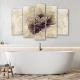 Leinwandbild 5 teilig, Rose Flower Vintage Beige 