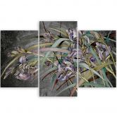 Leinwandbild 3 teilig, Iris Blumen im Wind 